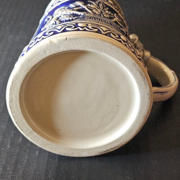 Vtg. Gerz German Zinc Lidded Beer Stein Cobalt Blue Koptenumab Gotterhalt's - Picture 7 of 12
